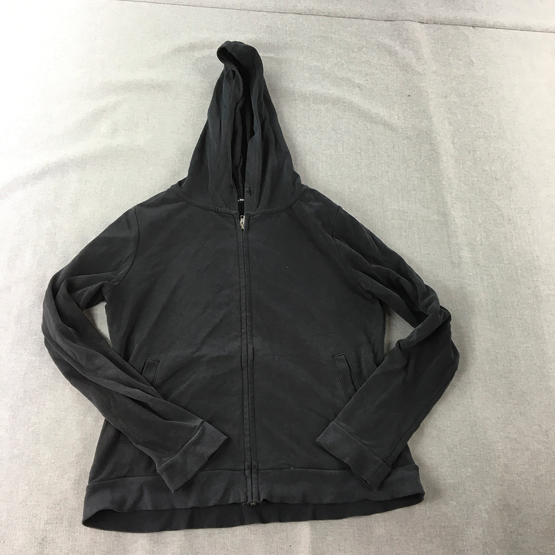 Valleygirl Womens Hoodie Jacket Size M Black Zip-Up Pockets Windbreaker