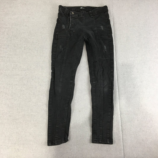 TN Womens Skinny Jeans Size 25 Black Cut & Sew Button Fly Dark Wash Denim