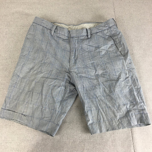 Uniqlo Mens Chino Shorts Size M Blue Checkered Pockets