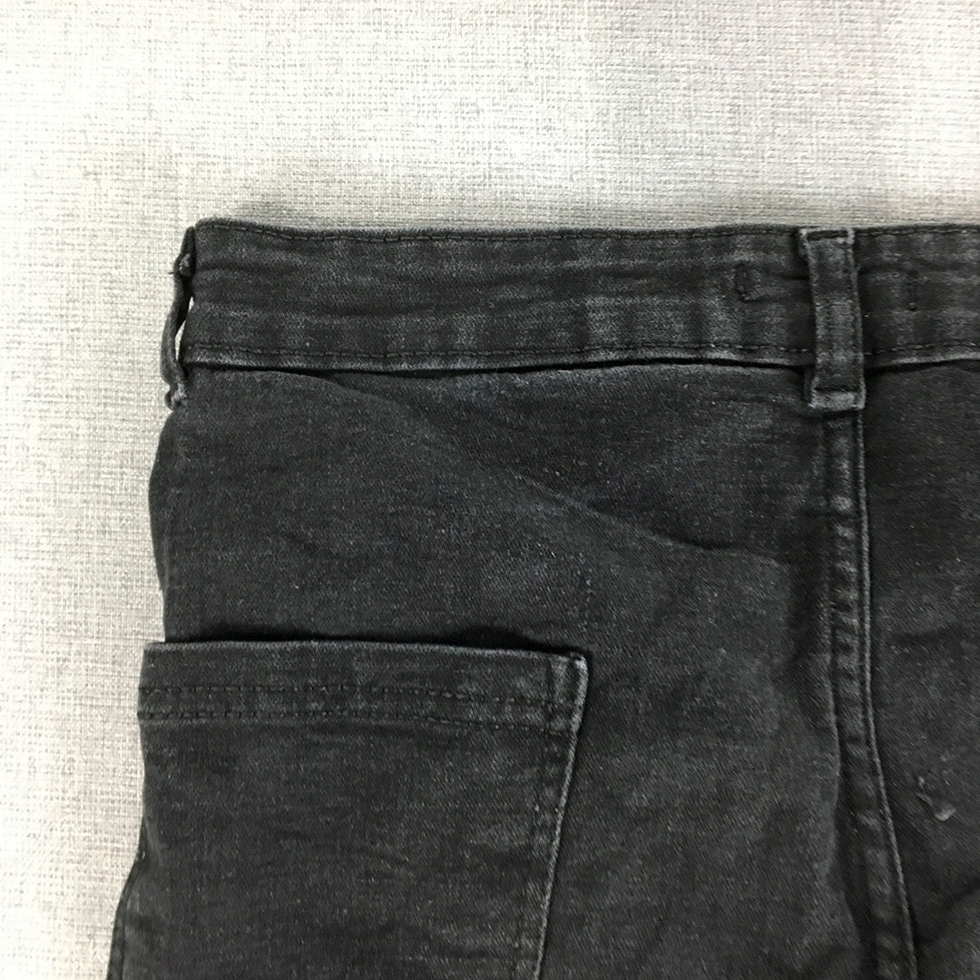 TN Womens Skinny Jeans Size 25 Black Cut & Sew Button Fly Dark Wash Denim