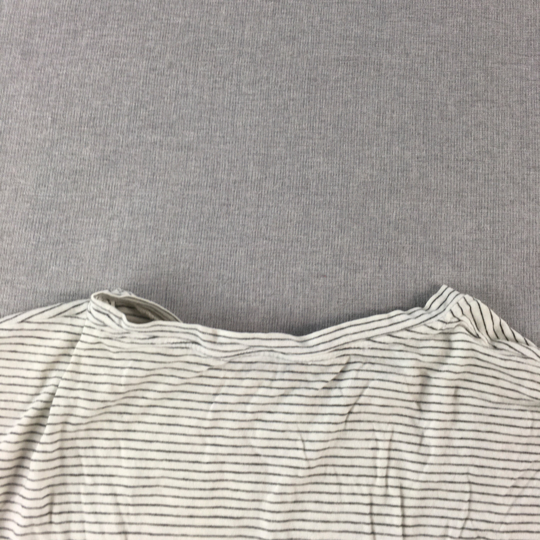 All Saints Womens Shirt Size M White Oversized Relaxed Fit Striped Long Sleeve