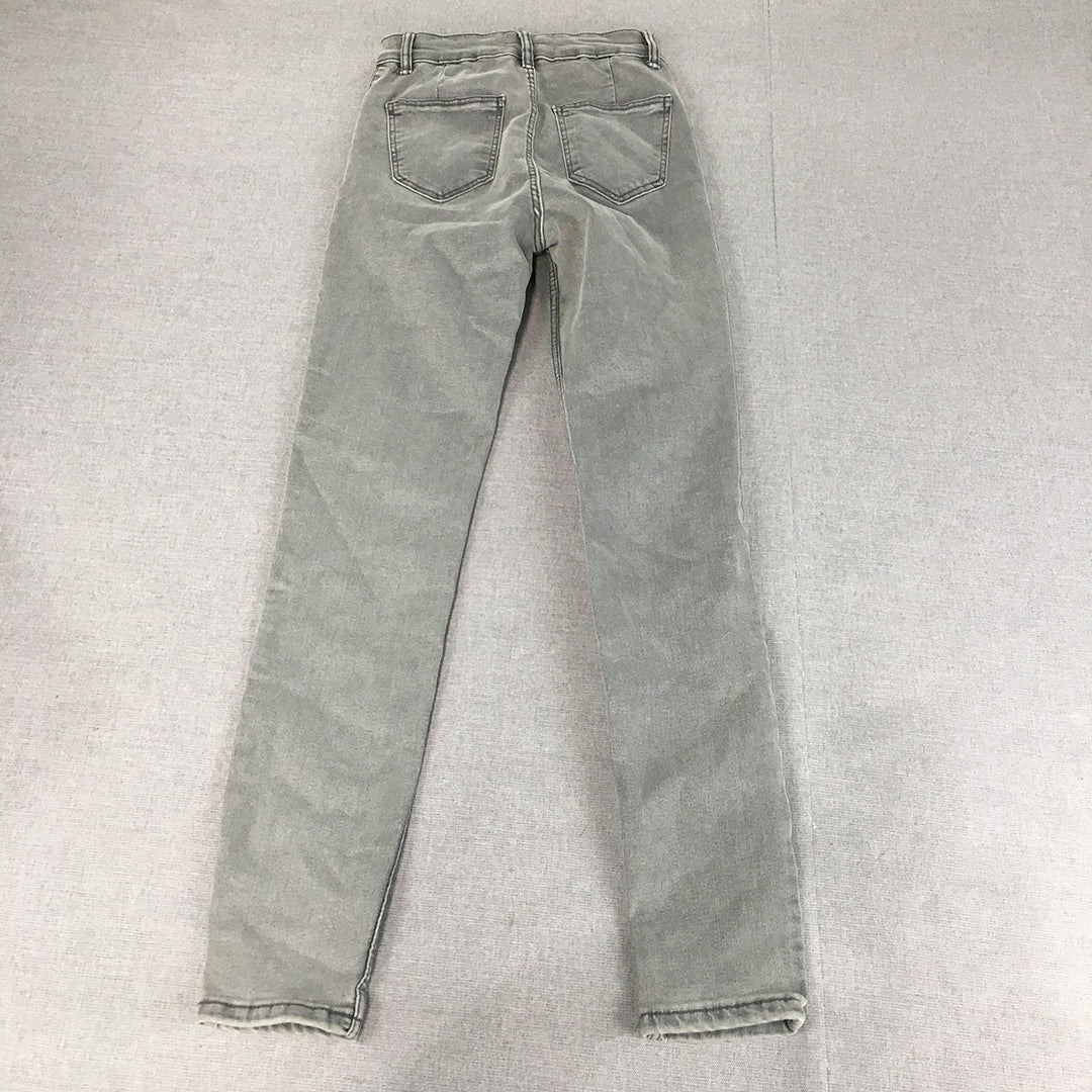 Zara Womens Skinny Jeans Size 2 Grey Pockets Stretch Light Wash Denim