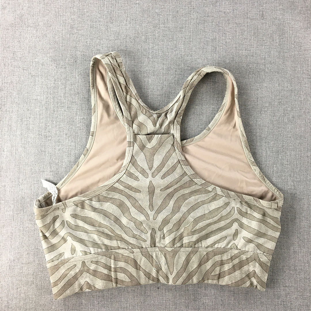 Varley Womens Sports Bra Size M Brown Striped Cropped Top