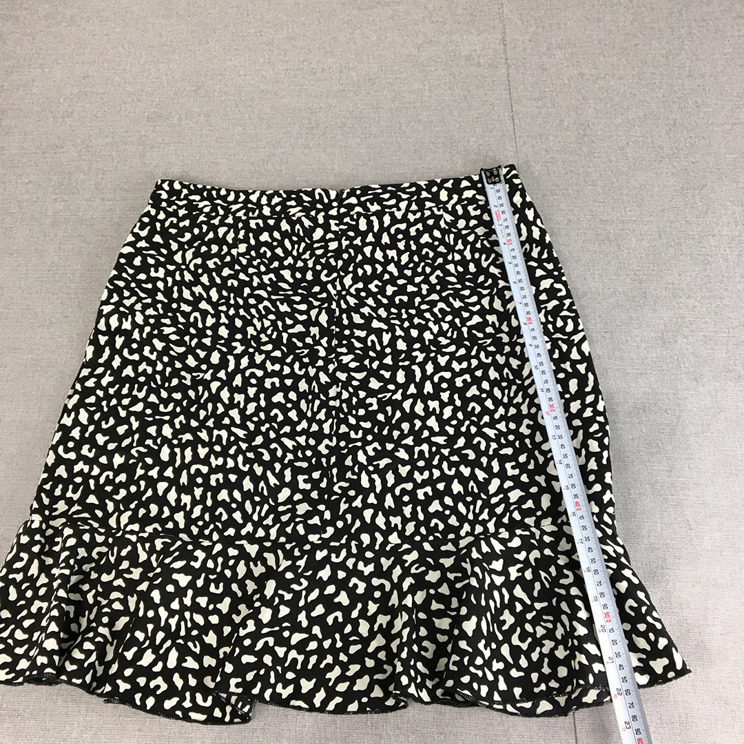 Atmos & Here Womens Mini Skirt Size 14 Black Dot A-Line