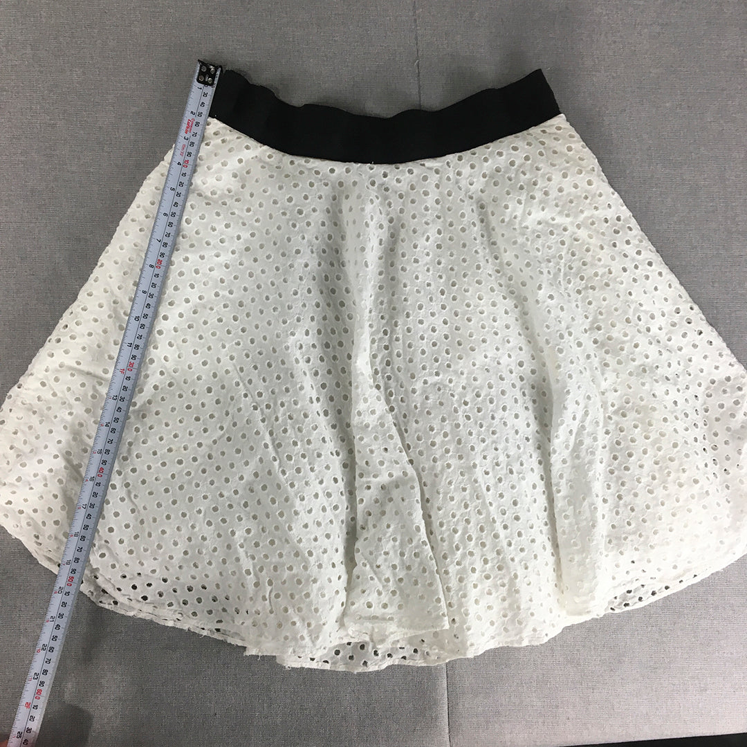 Code Womens Mini Skirt Size 30 White Elastic Waist A-Line