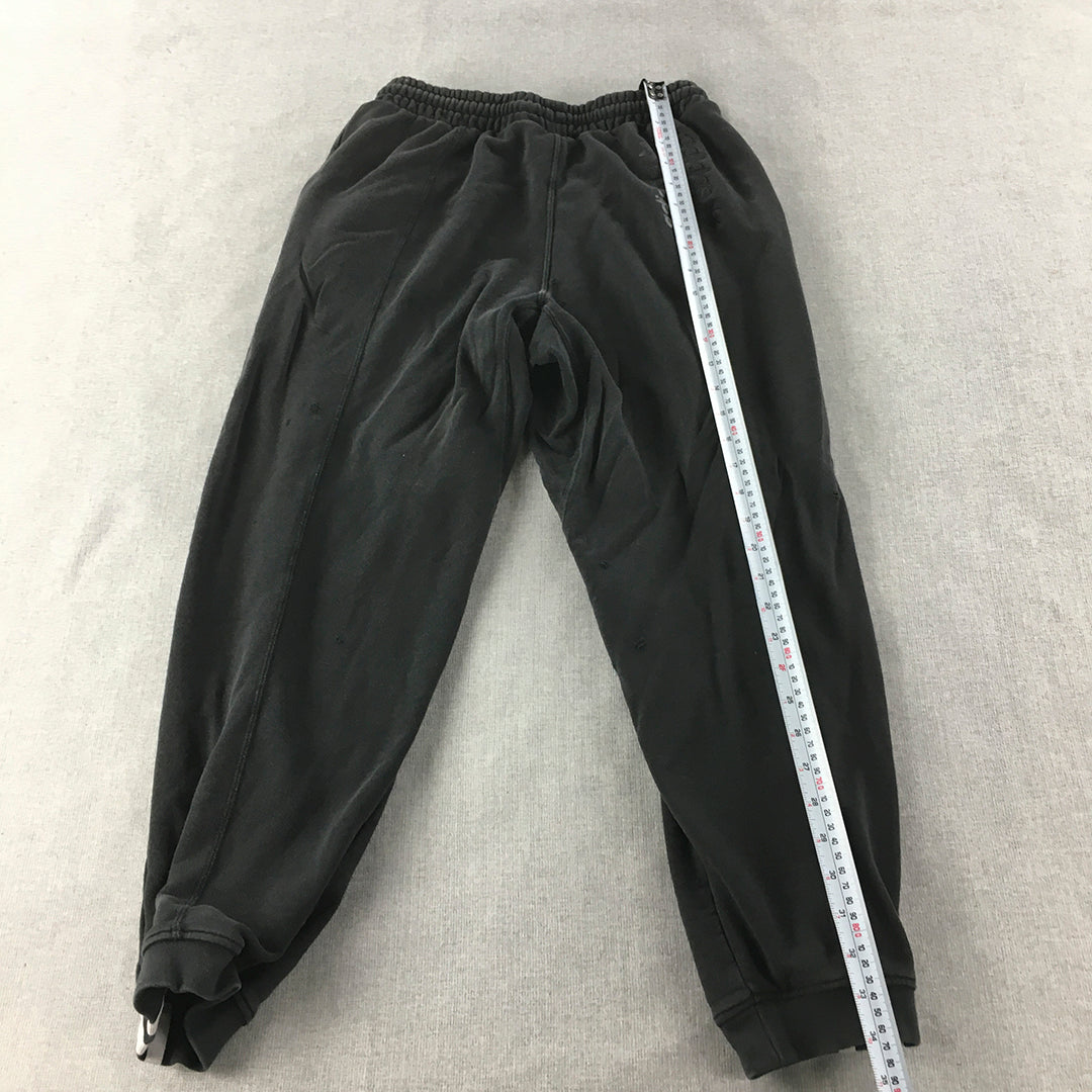 Adidas Womens Tracksuit Pants Size 12 Black Logo Drawstring Jogger