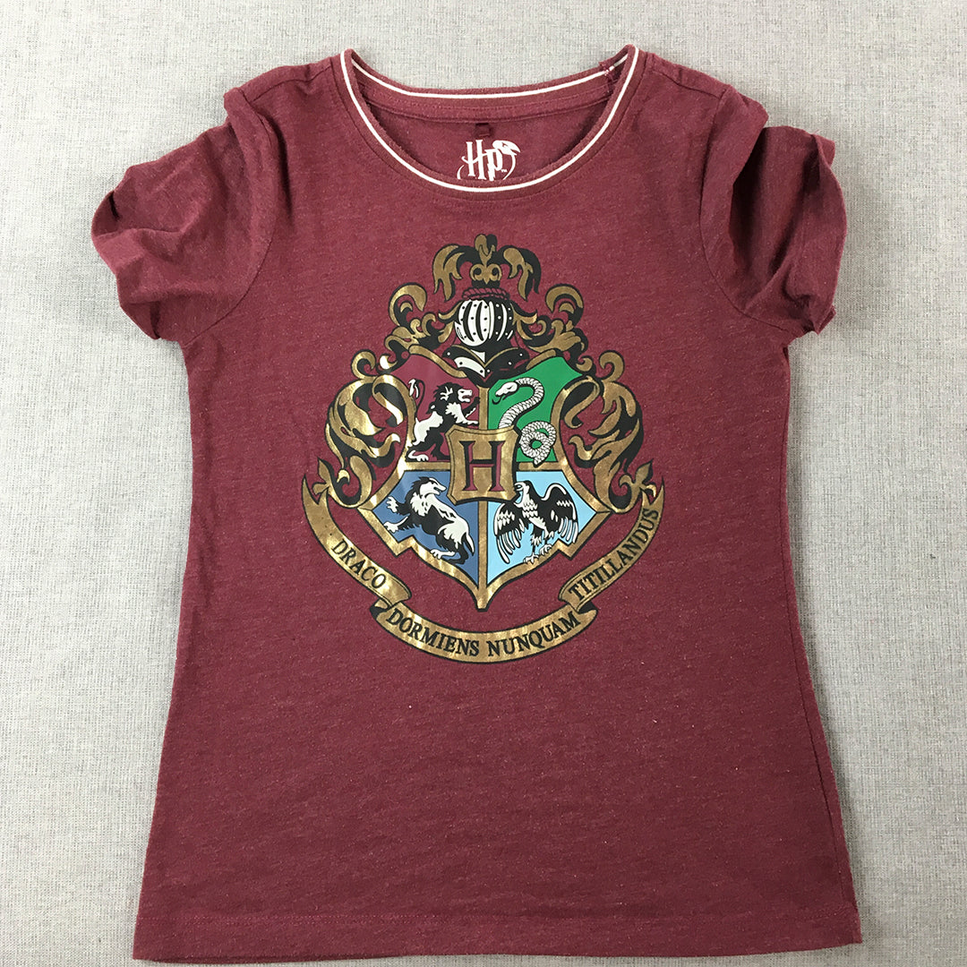 Harry Potter Kids Girls T-Shirt Size 10 Red Hogwarts Short Sleeve Top