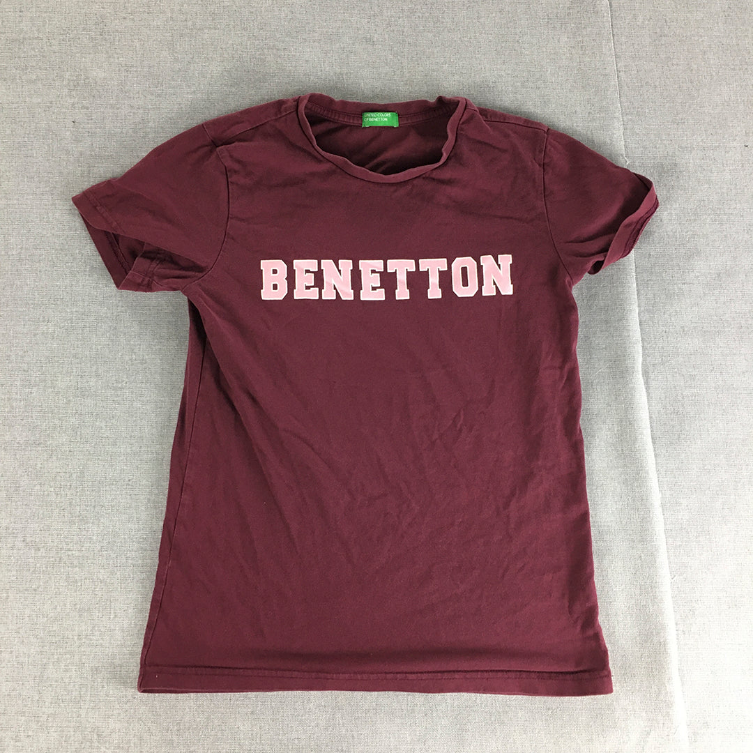 United Colors Of Benetton Kids Girls T-Shirt Youth Size XL (12 - 14 Years) Red