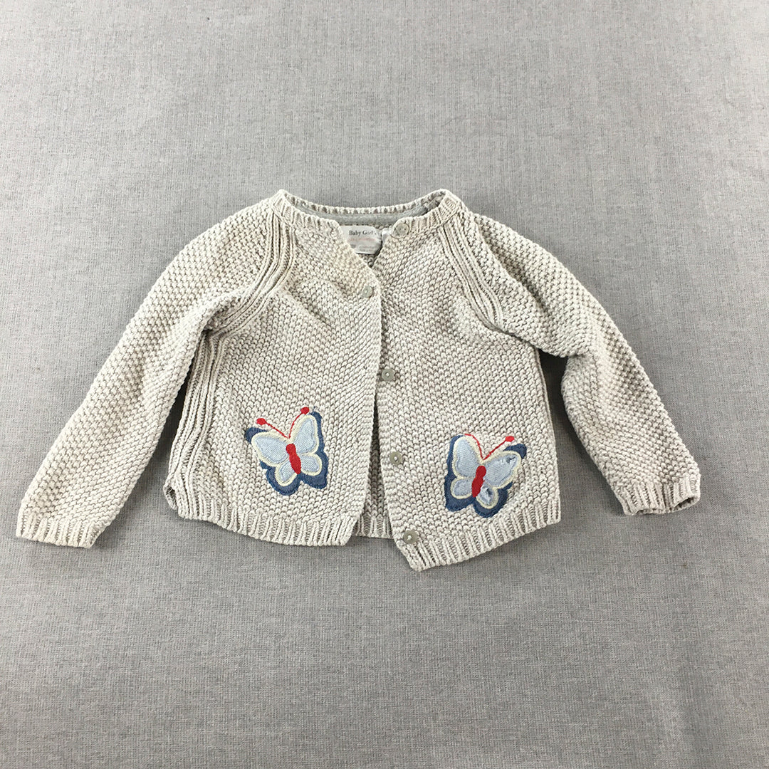 Zara Baby Girls Cardigan Sweater Size 1 (12 - 18 Months) Grey Button Up Knit