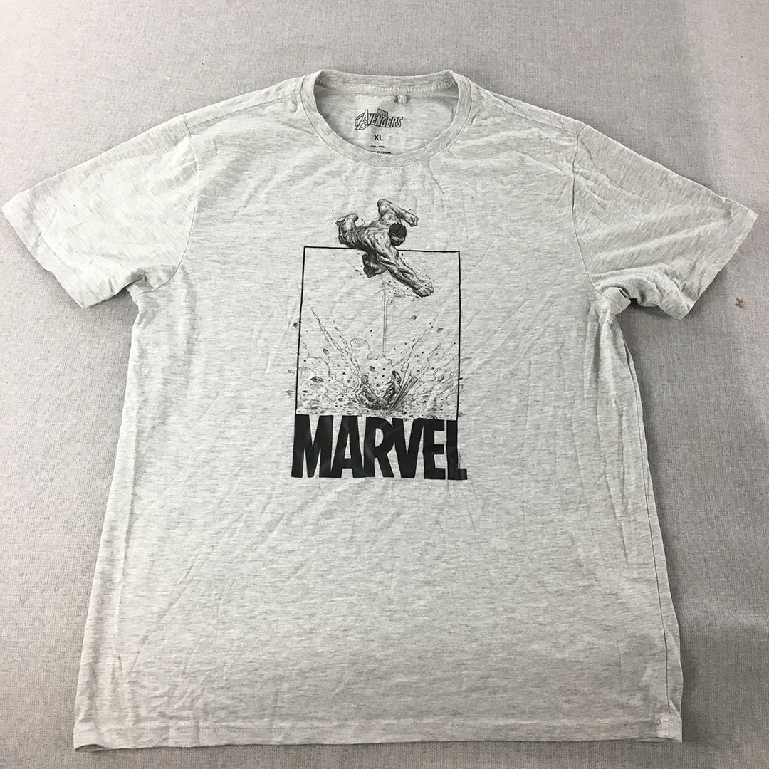 Marvel Avengers Mens T-Shirt Size XL Grey The Hulk Superhero Short Sleeve