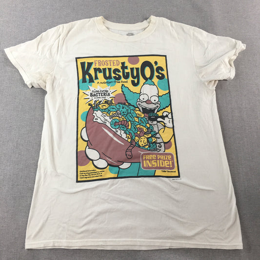 The Simpsons Krusty The Clown Mens T-Shirt Size L White Krusty O's