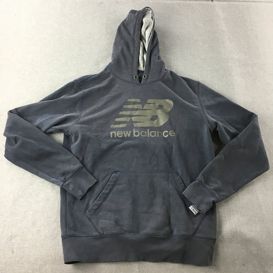 New Balance Mens Hoodie Sweater Size M Navy Blue Logo Pockets Jumper