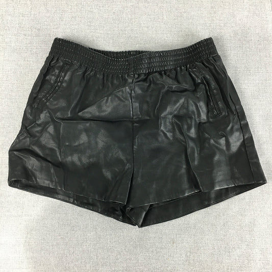 Bardot Junior Kids Girls Faux Leather Shorts Size 16 AUS Black Elastic Waist