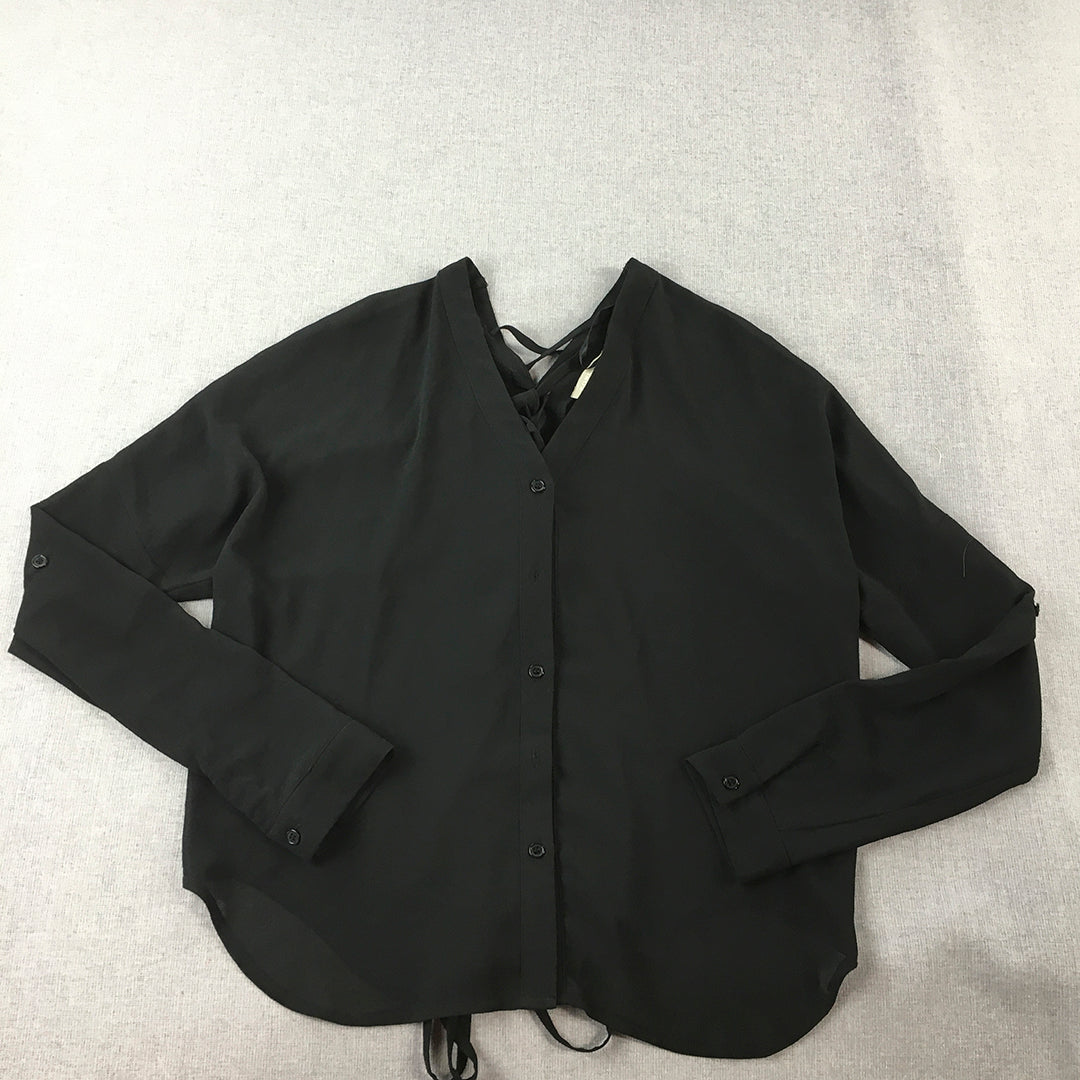 Forcast Womens Top Size 8 Black Long Sleeve Button-Up