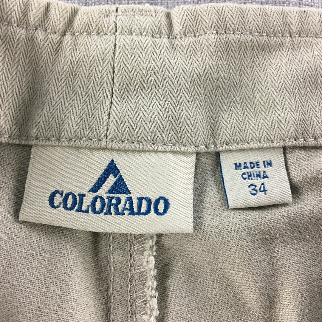 Colorado Mens Chino Shorts Size 34 Brown Pockets