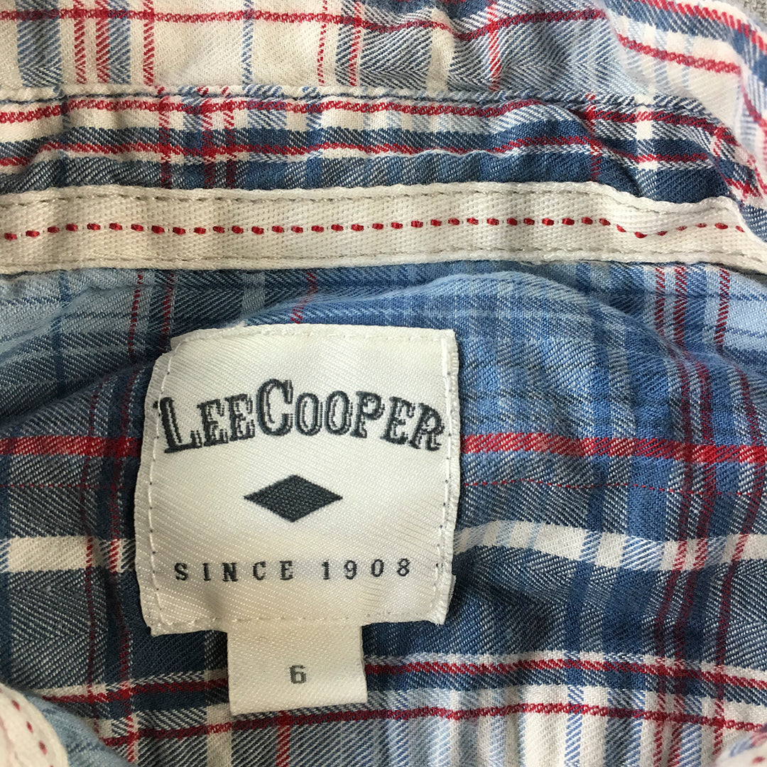 Lee Cooper Kids Boys Shirt Size 6 Blue Checkered Long Sleeve Button-Up Collared