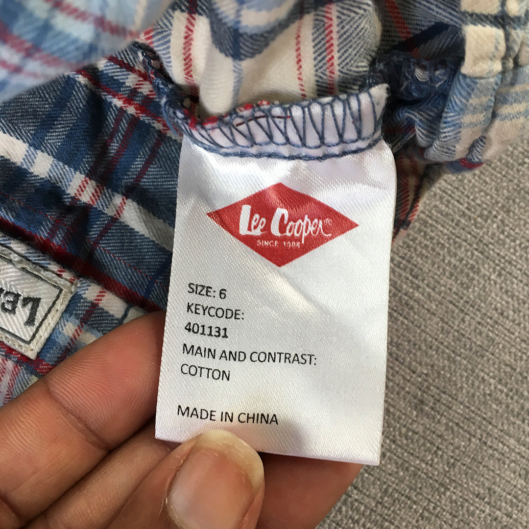 Lee Cooper Kids Boys Shirt Size 6 Blue Checkered Long Sleeve Button-Up Collared