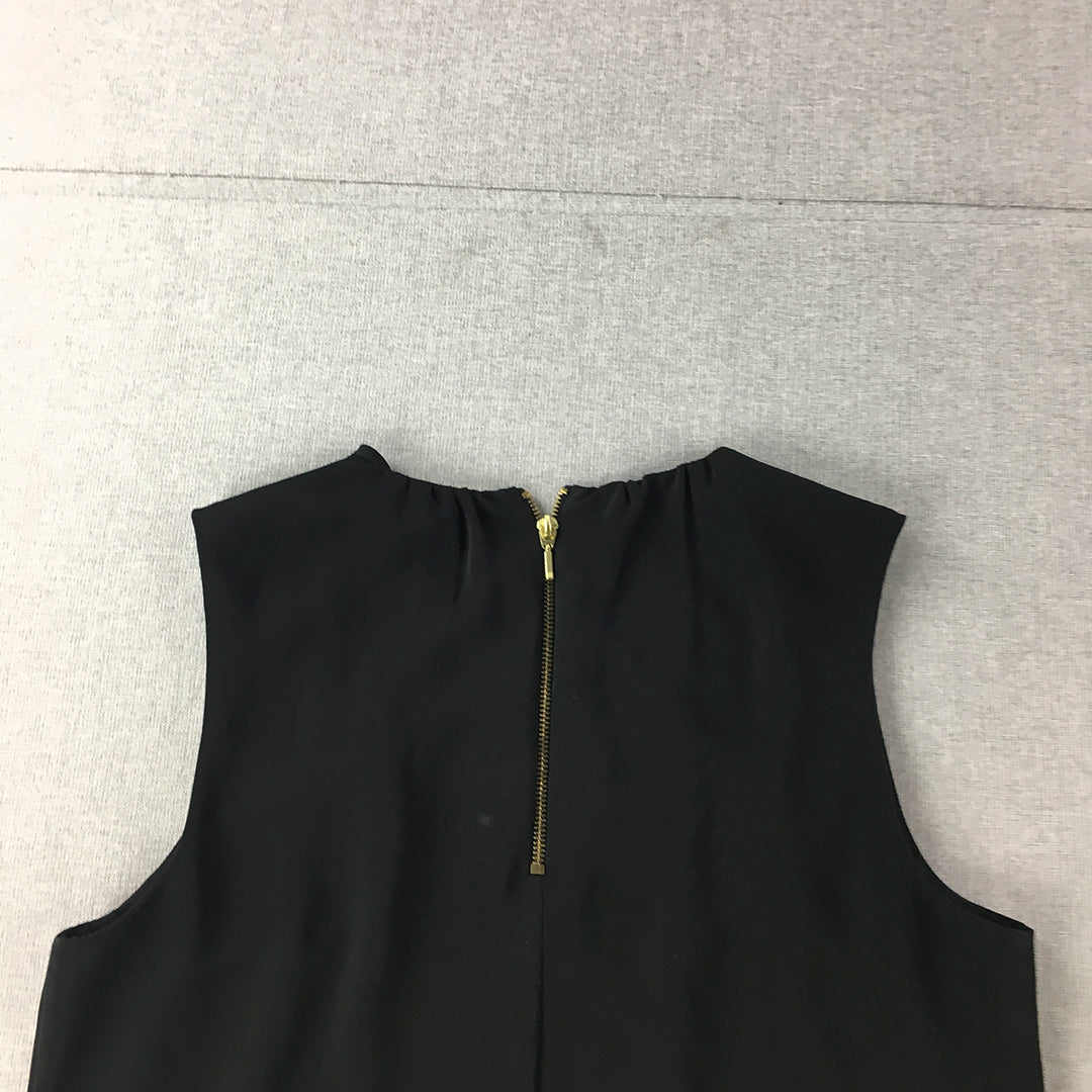 Zara Womens A-Line Dress Size L Black Midi Sleeveless Round Neck