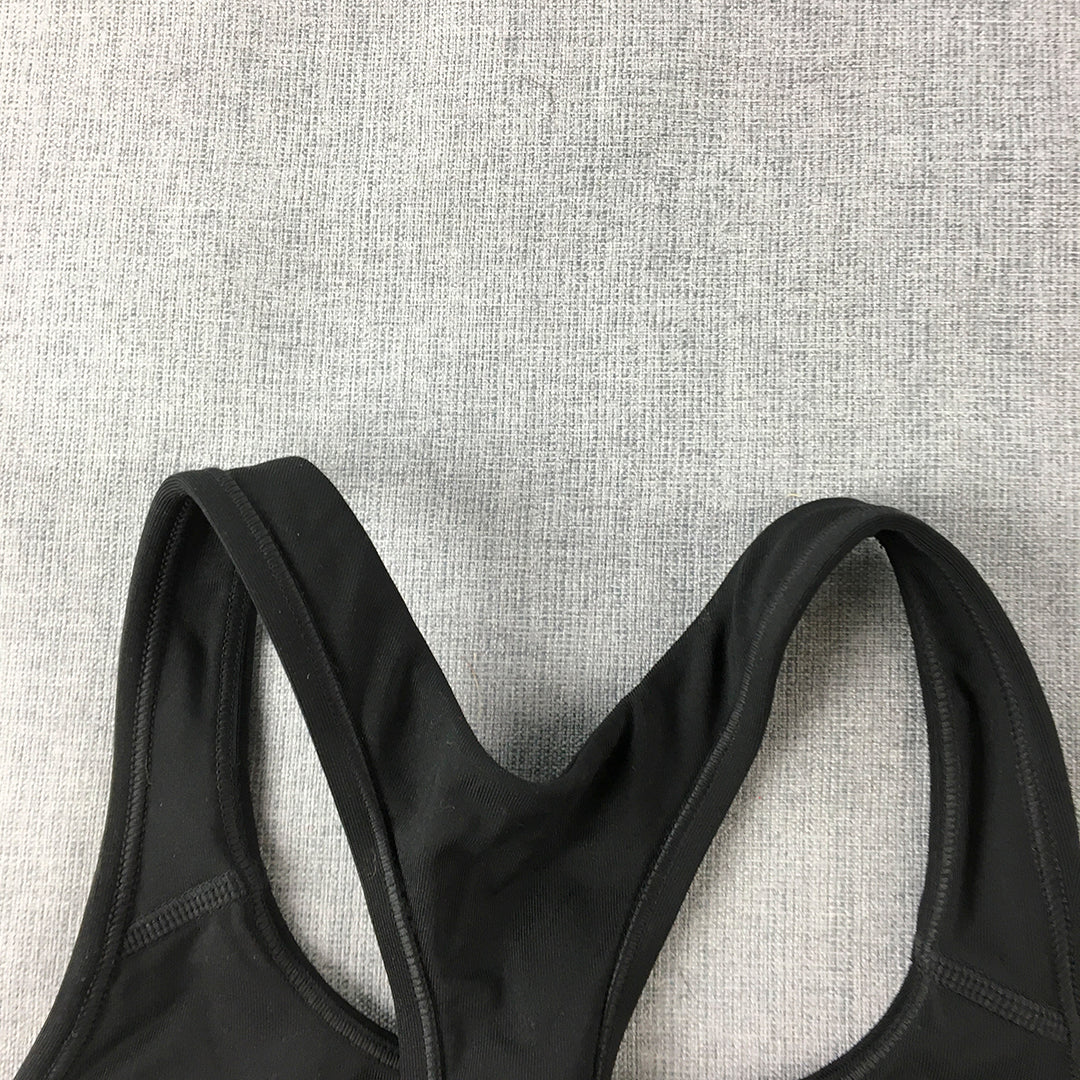 Puma Womens Sports Bra Size S Black Big Logo Cropped Top