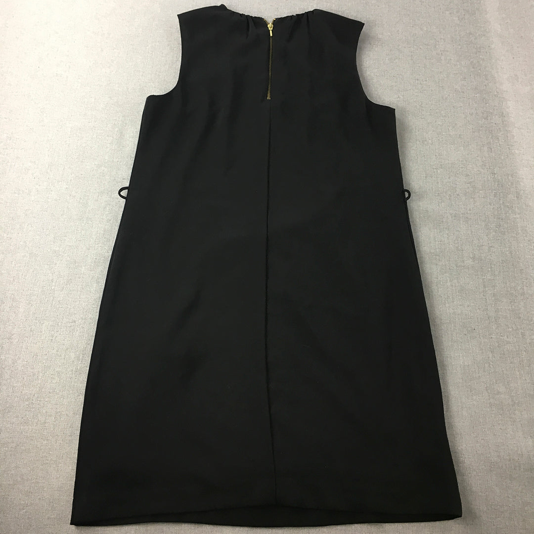 Zara Womens A-Line Dress Size L Black Midi Sleeveless Round Neck