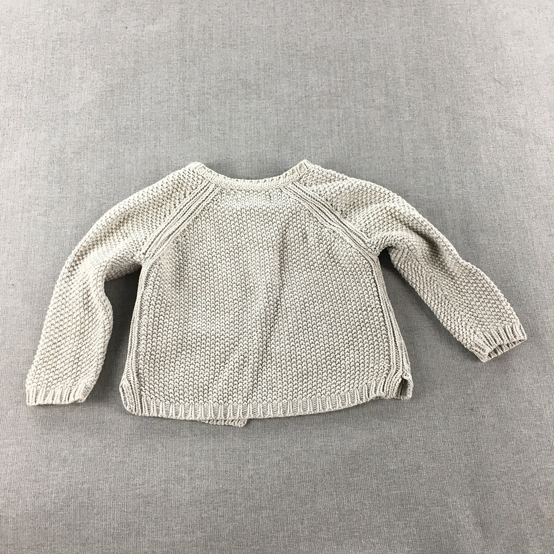 Zara Baby Girls Cardigan Sweater Size 1 (12 - 18 Months) Grey Button Up Knit