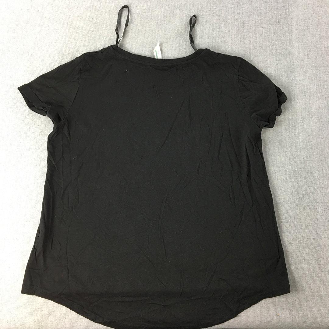 Spicy Sugar Womens Top Size 10 Black Short Sleeve Shirt