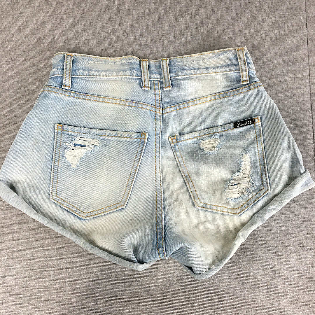 Bardot Womens Denim Shorts Size 6 Blue Light Wash Distressed Bermuda