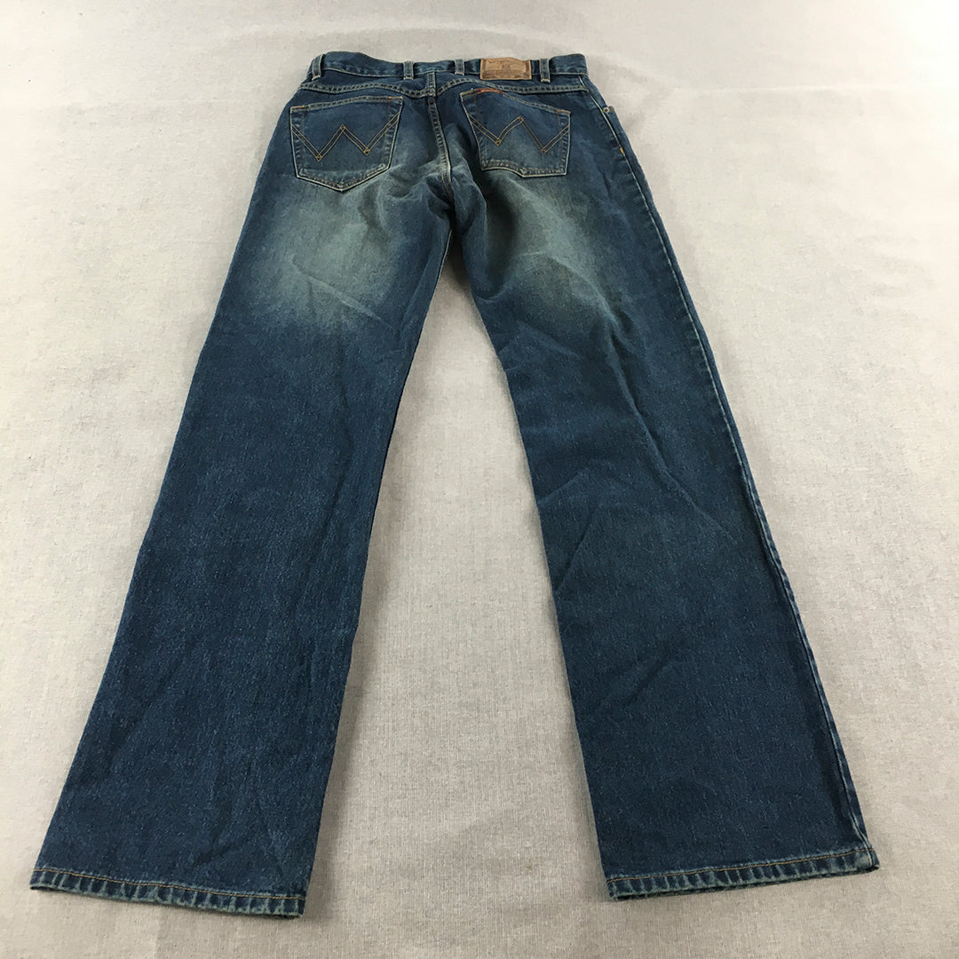 Wrangler Mens Jeans Size 32 Blue Straight Leg Dark Wash Denim