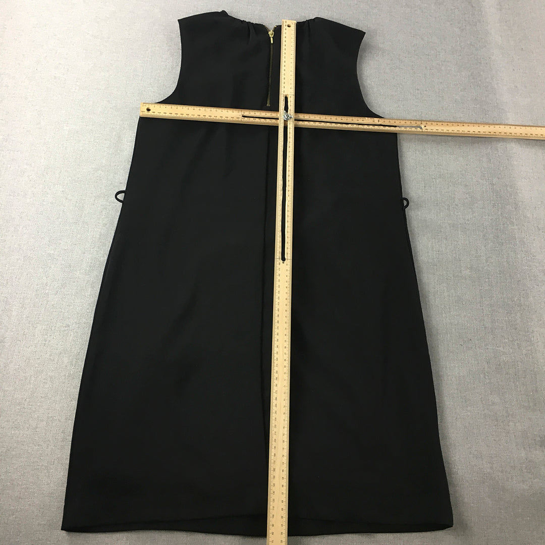 Zara Womens A-Line Dress Size L Black Midi Sleeveless Round Neck