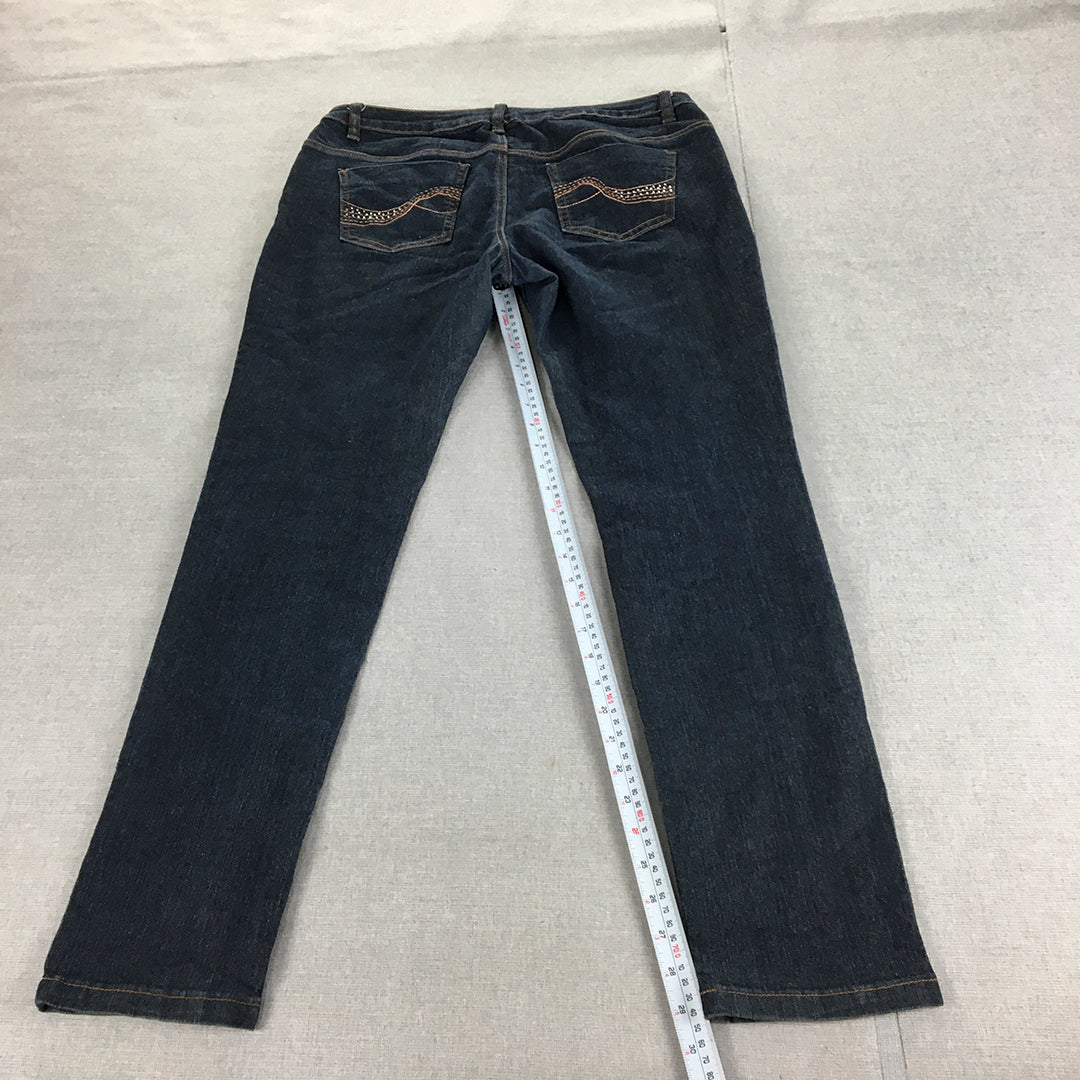 Studio Blues Womens Skinny Jeans Size 12 Blue Dark Wash Stretch Denim