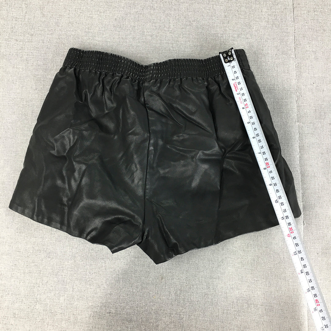 Bardot Junior Kids Girls Faux Leather Shorts Size 16 AUS Black Elastic Waist