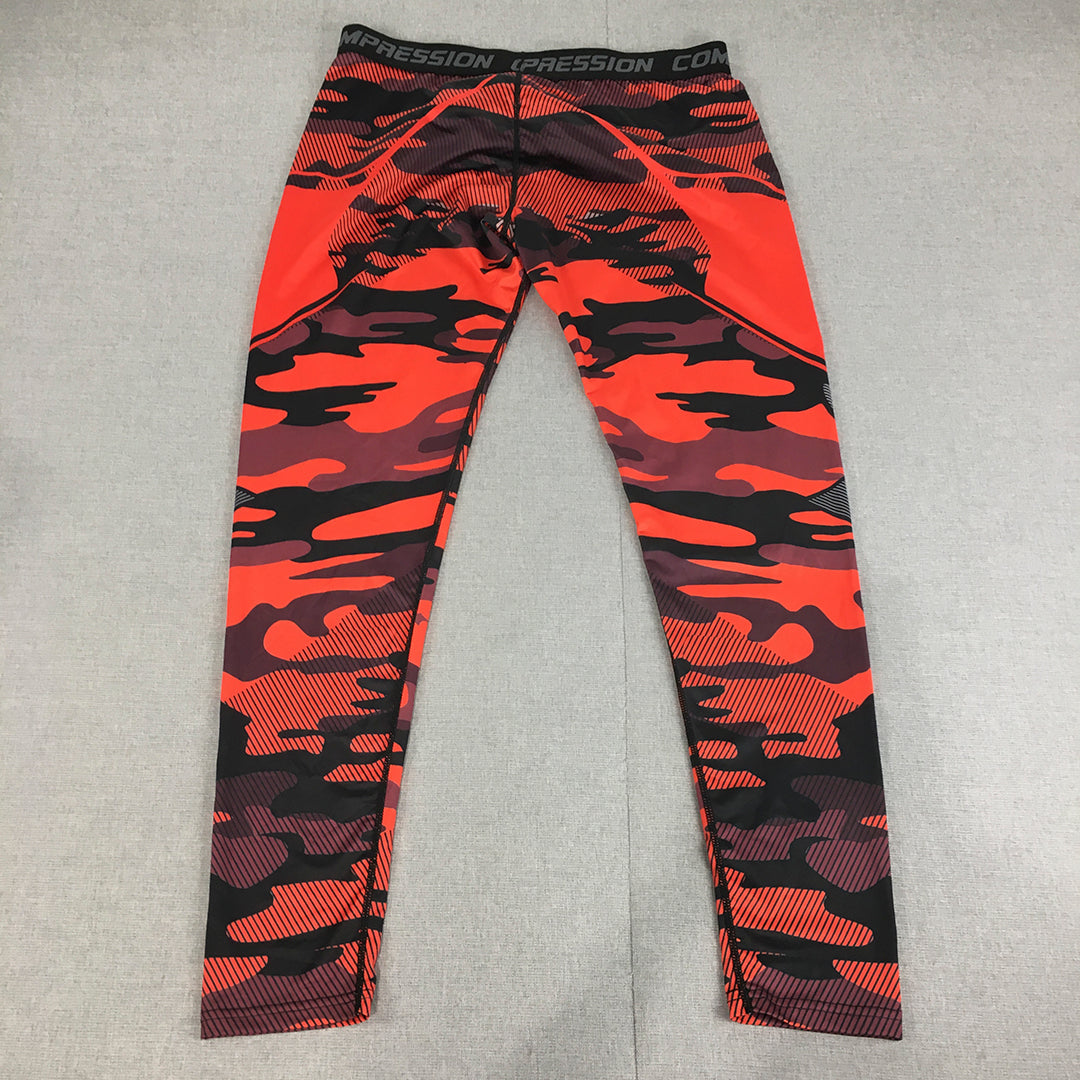 Shein Mens Leggings Size XL Red Camo Running Gym Workout Activewear Pants