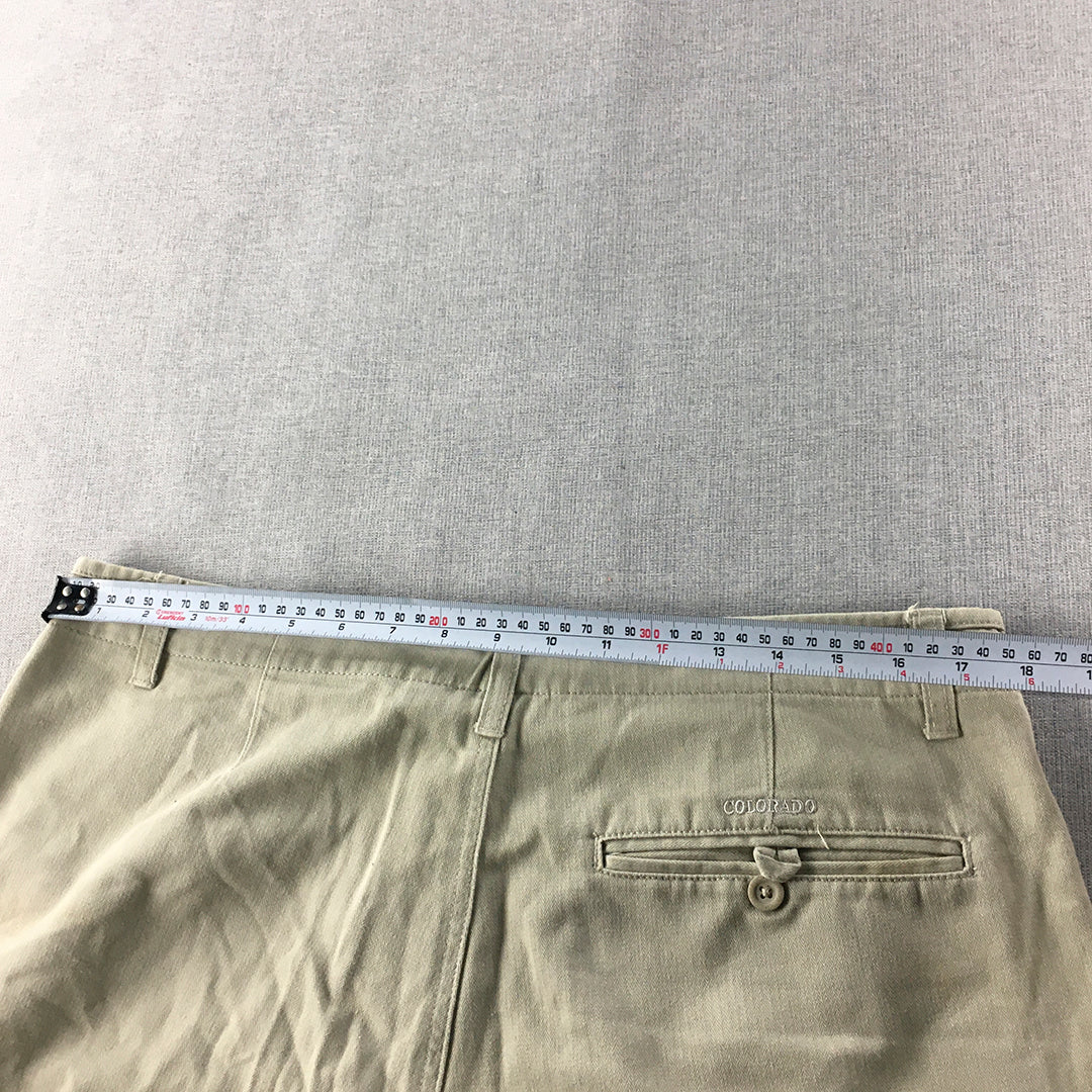 Colorado Mens Chino Shorts Size 34 Brown Pockets