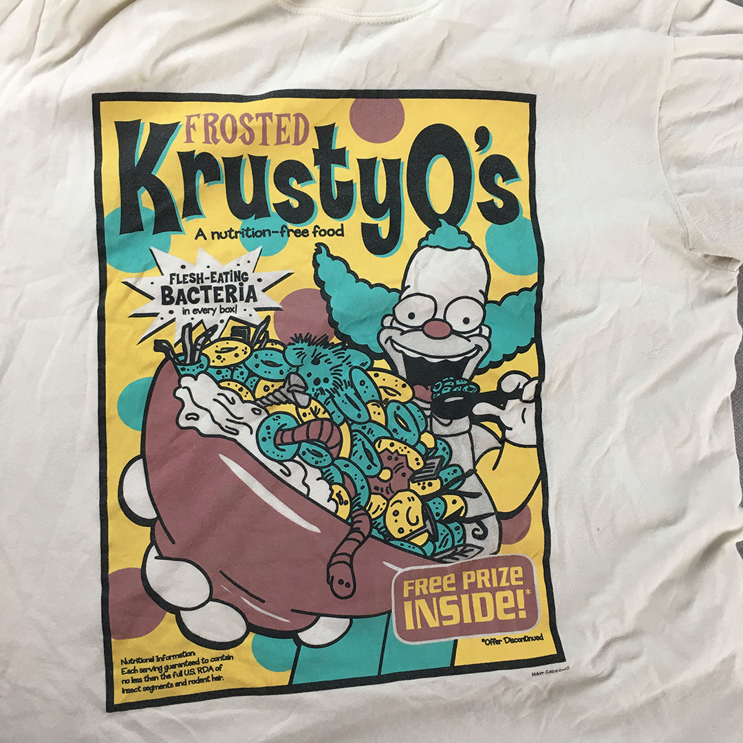 The Simpsons Krusty The Clown Mens T-Shirt Size L White Krusty O's