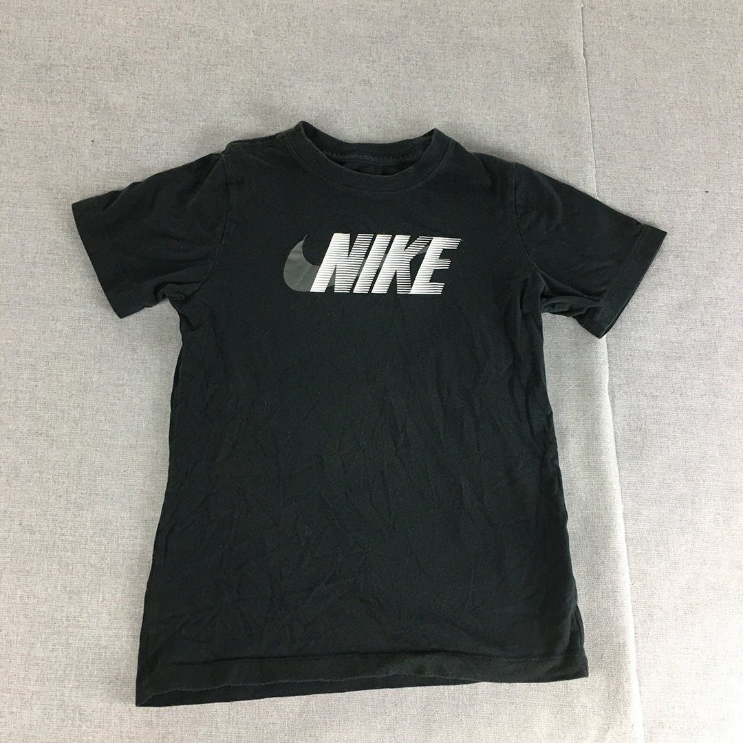 Nike Kids Boys T-Shirt Size M (10 - 12 Years) Black Logo Short Sleeve Top