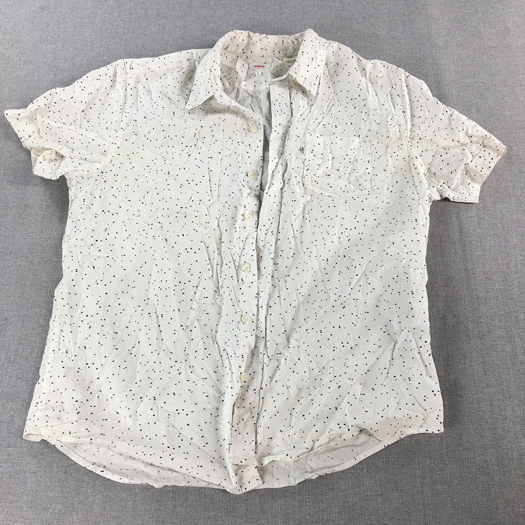 Levi's Mens Shirt Size L White Dot Short Sleeve Button-Up Pocket Collared