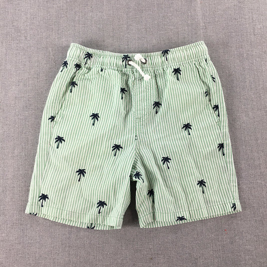 Seed Heritage Kids Shorts Size 6 Green Striped Palm Tree Pattern Elastic Waist