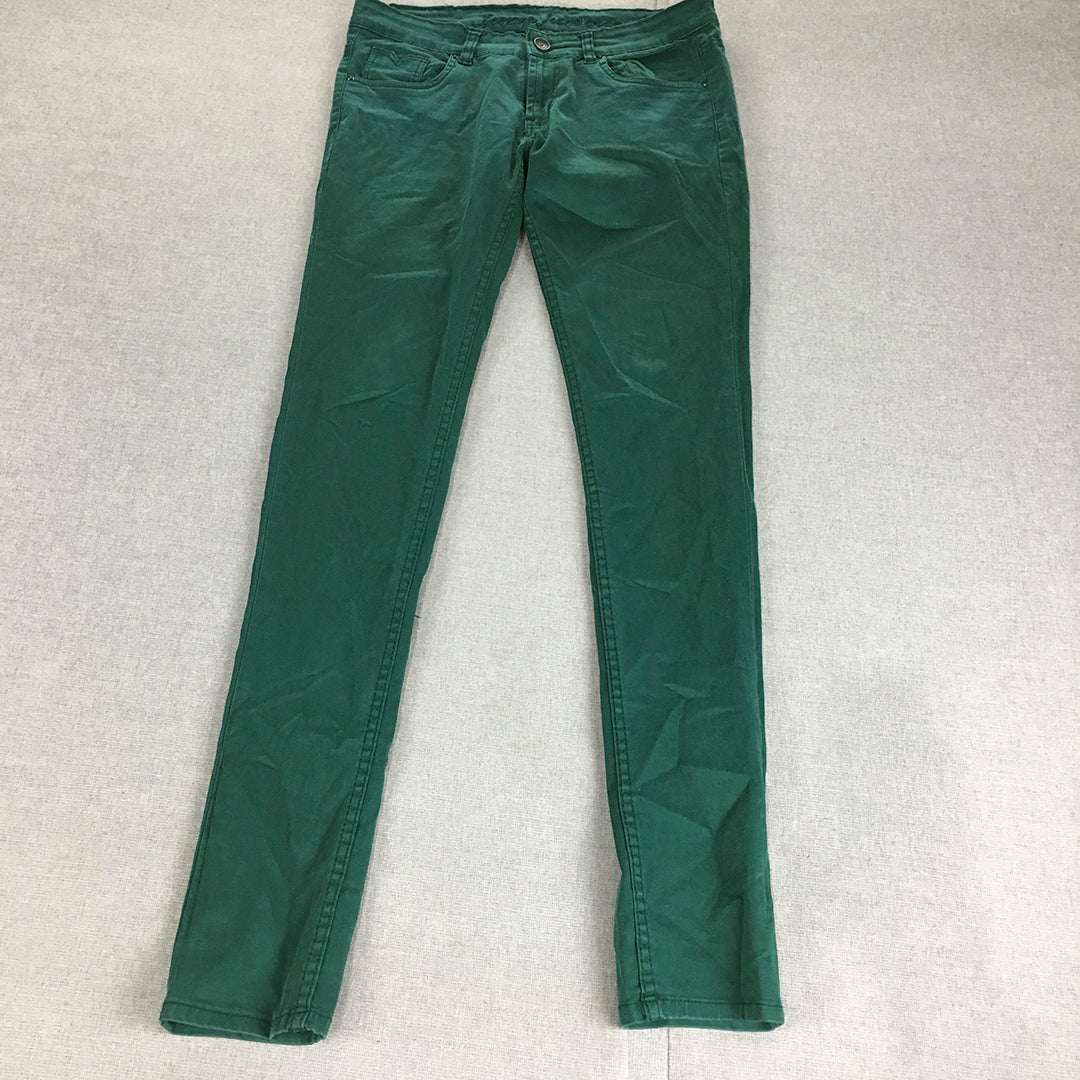 Lemans Womens Skinny Jeans Size 4 (W30 x L31) Green Stretch Denim