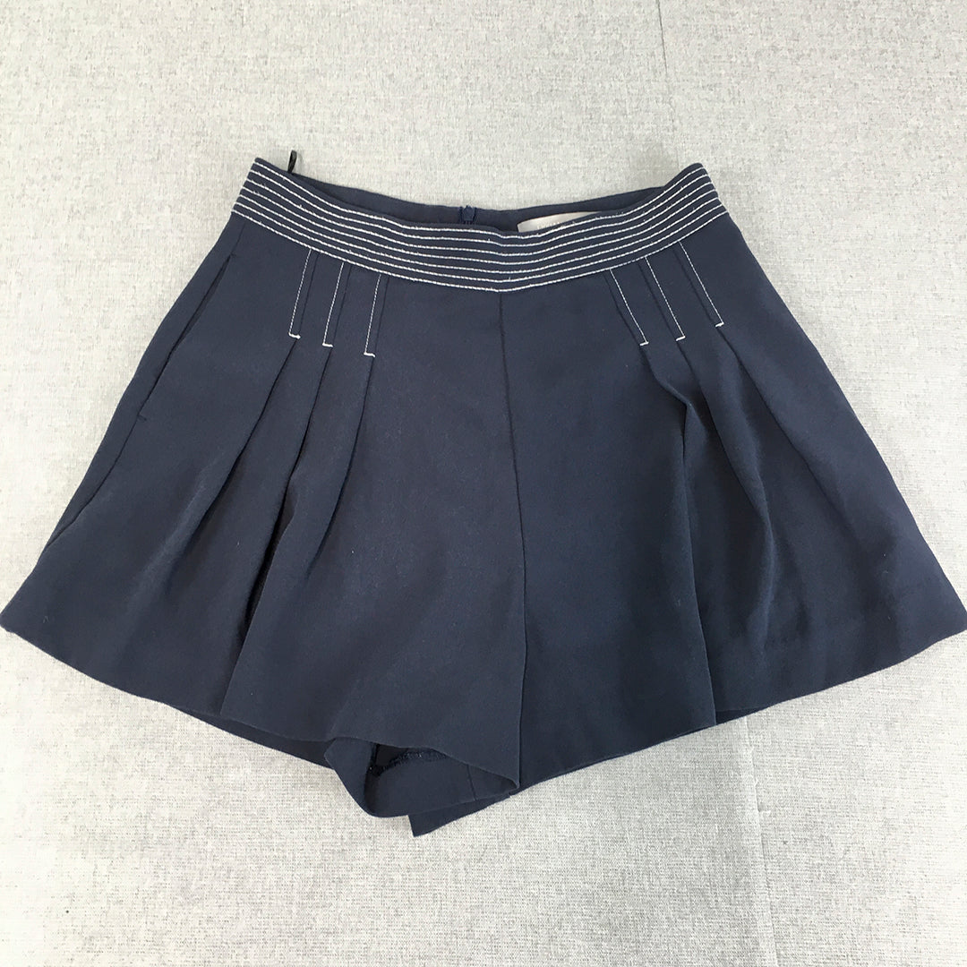 Urban Revivo Womens Shorts Size 12 Blue Pleated Bermuda