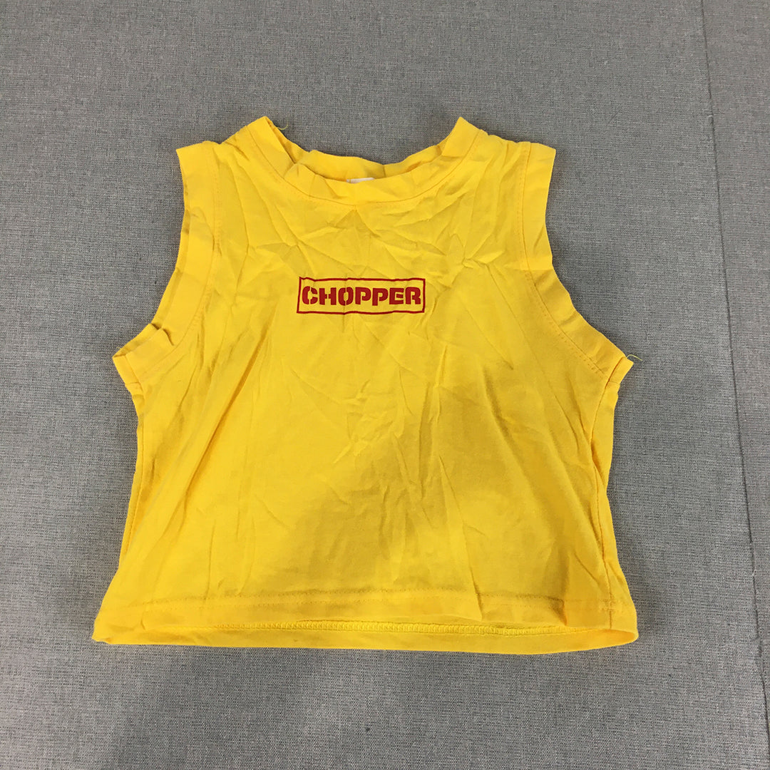 Comme Ca Womens Tank Top SIze S Yellow Chopper Cropped Sleeveless Shirt