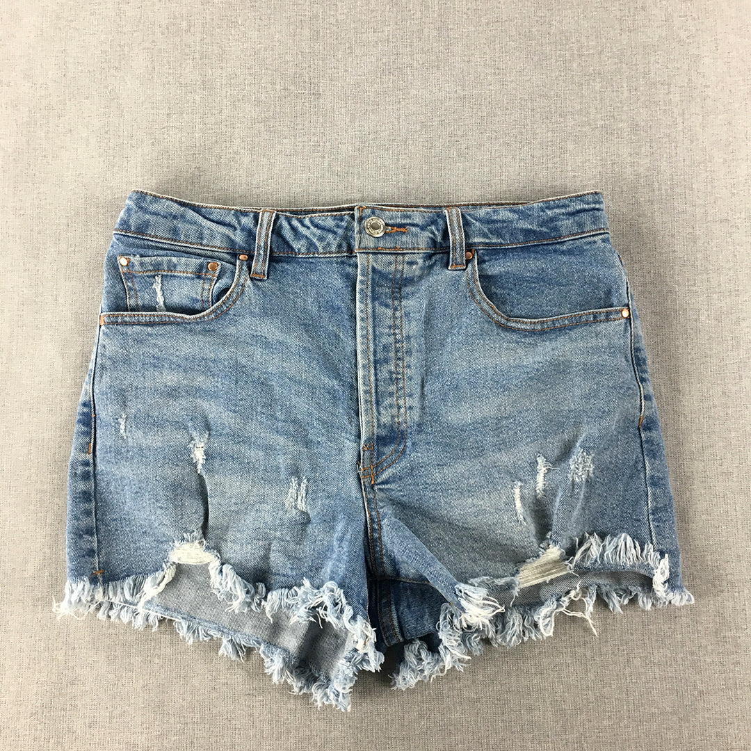 Indigo Rising Womens Denim Shorts Size 9 / 29 Blue Light Wash Raw Hem