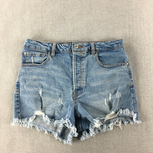 Indigo Rising Womens Denim Shorts Size 9 / 29 Blue Light Wash Raw Hem