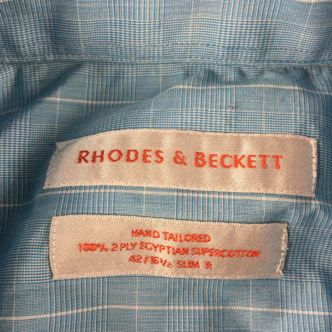 Rhodes & Beckett Mens Shirt Size S Slim Fit Blue Long Sleeve Button-Up Collared