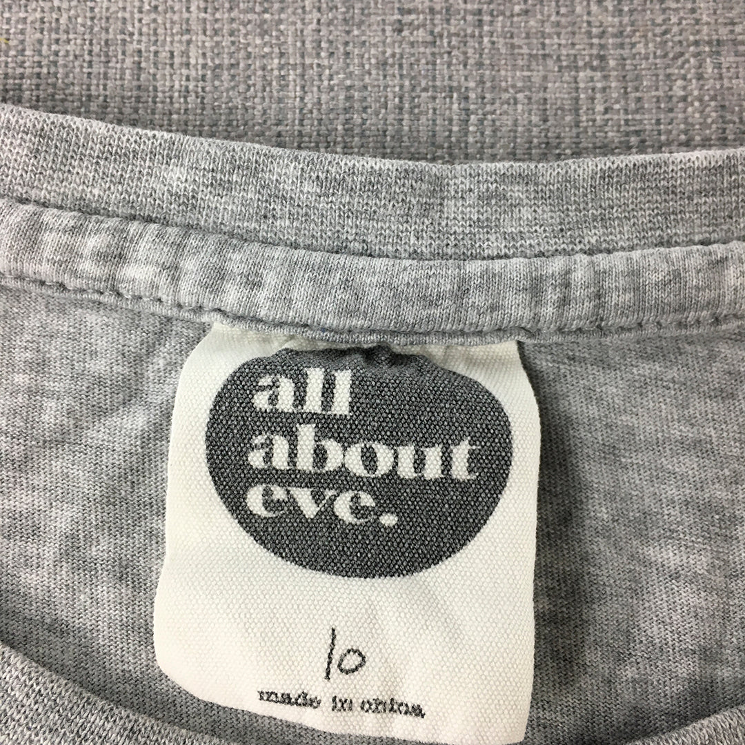 All About Eve Womens T-Shirt Size 10 Grey Short Sleeve Top