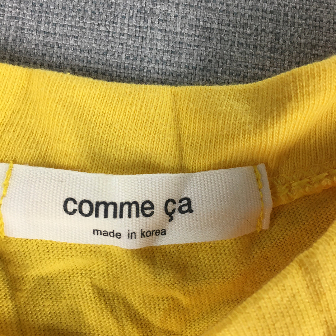 Comme Ca Womens Tank Top SIze S Yellow Chopper Cropped Sleeveless Shirt