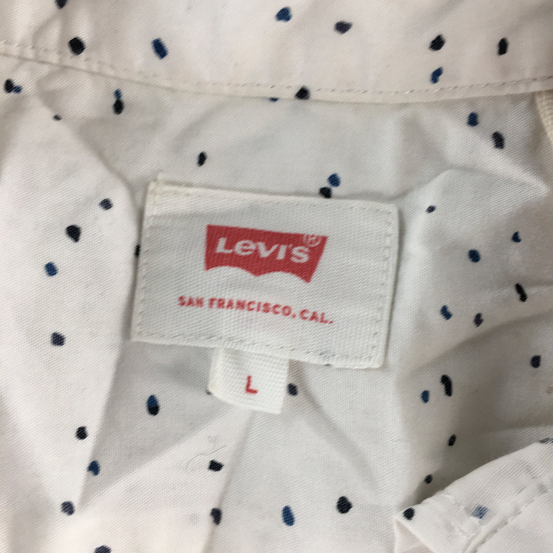 Levi's Mens Shirt Size L White Dot Short Sleeve Button-Up Pocket Collared