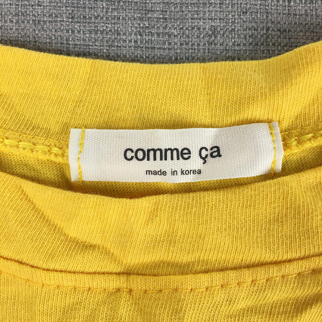 Comme Ca Womens Tank Top SIze S Yellow Chopper Cropped Sleeveless Shirt