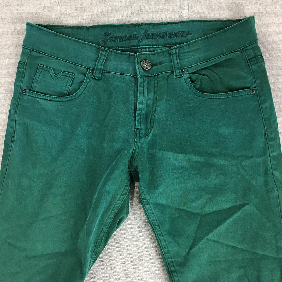 Lemans Womens Skinny Jeans Size 4 (W30 x L31) Green Stretch Denim