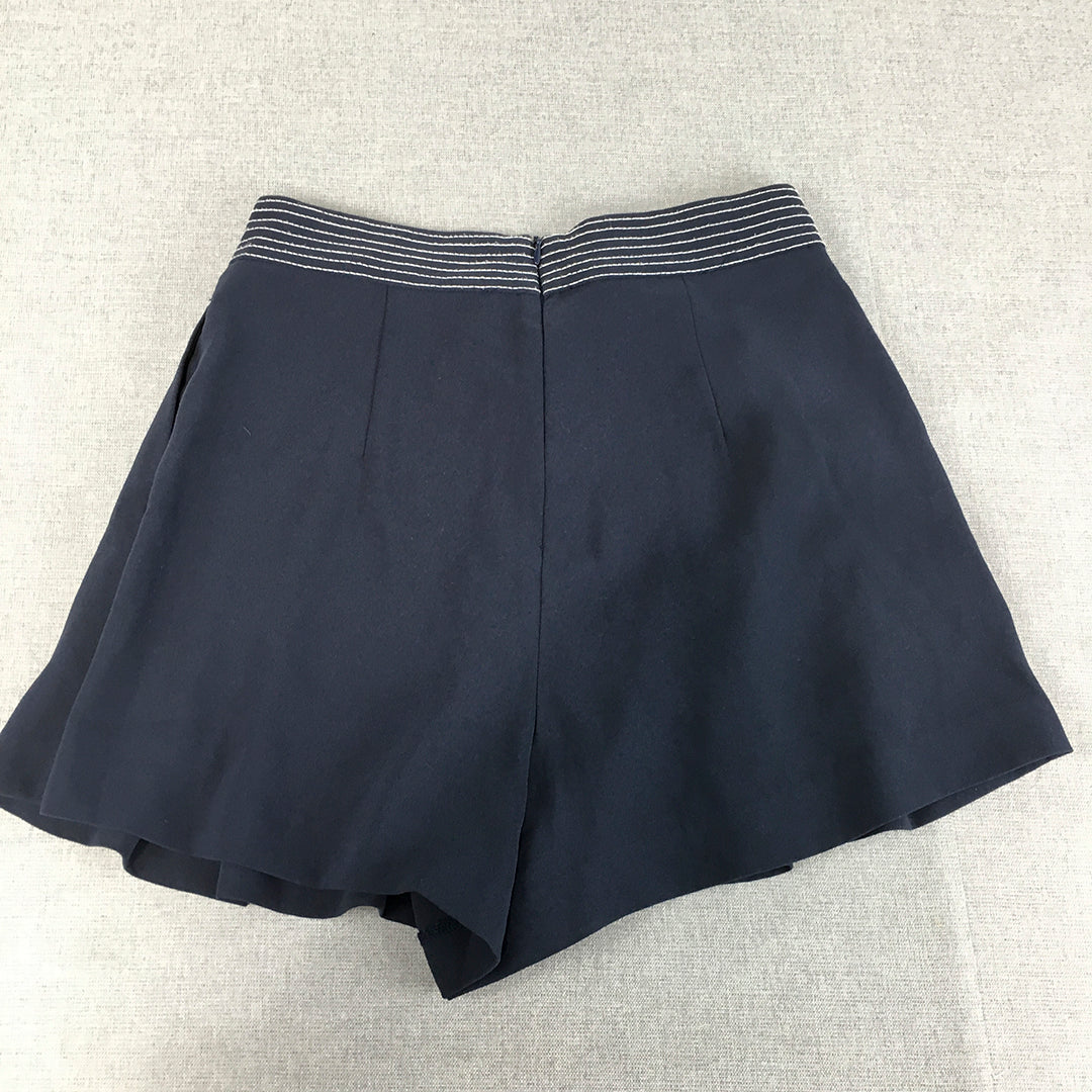 Urban Revivo Womens Shorts Size 12 Blue Pleated Bermuda