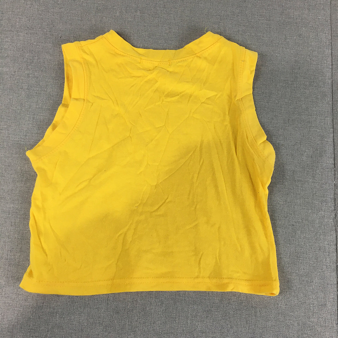 Comme Ca Womens Tank Top SIze S Yellow Chopper Cropped Sleeveless Shirt